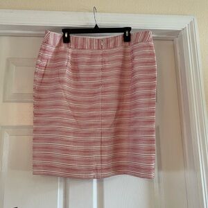 Ann Taylor Red and White Knee-Length Pencil Skirt